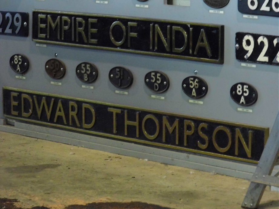 Nameplates for A4 60011 Empire of India and A2 60500 Edward Thompson, Sat 28/12/2013. 