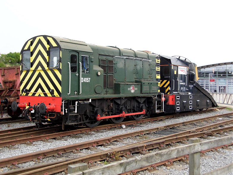 Shunter D4157 and Peterborugh snowplough which hd just arrived that morning.