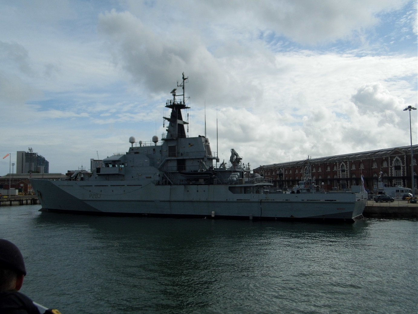 River class offshore patrol vessel H.M.S. Mersey at Portsmouth Naval Base 23 April 2019