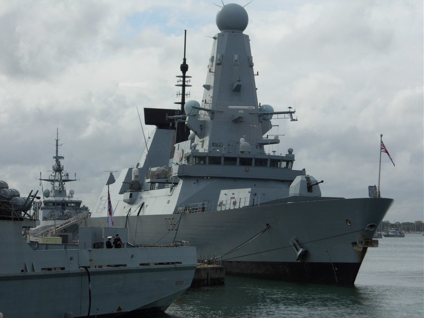 River class offshore patrol vessel H.M.S. Mersey at Portsmouth Naval Base 23 April 2019