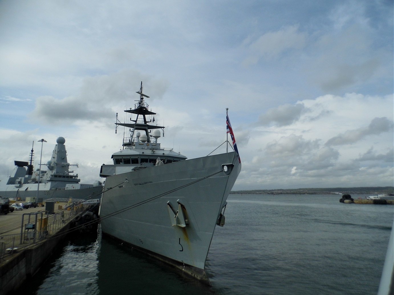 River class offshore patrol vessel H.M.S. Mersey at Portsmouth Naval Base 23 April 2019