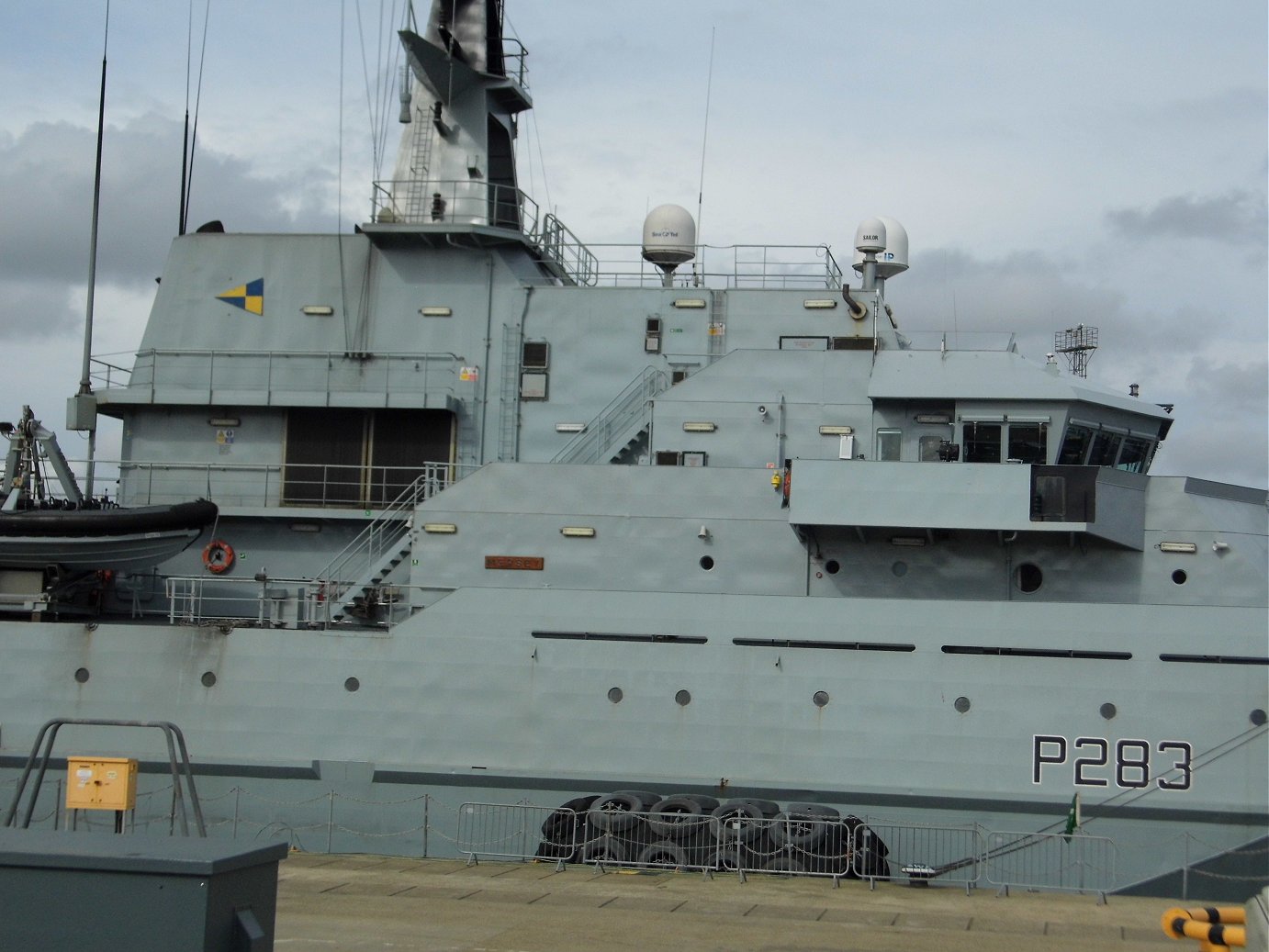 River class offshore patrol vessel H.M.S. Mersey at Portsmouth Naval Base 23 April 2019