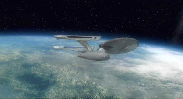 U.S.S. Explorer over the future site of Starbase 77
