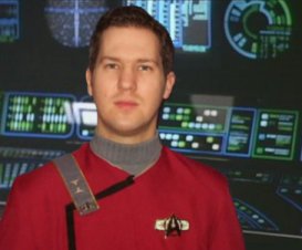 Lieutenant (J.G.) N.G. Hawkins onboard the Starship Montrose [Image by Nick Cook]