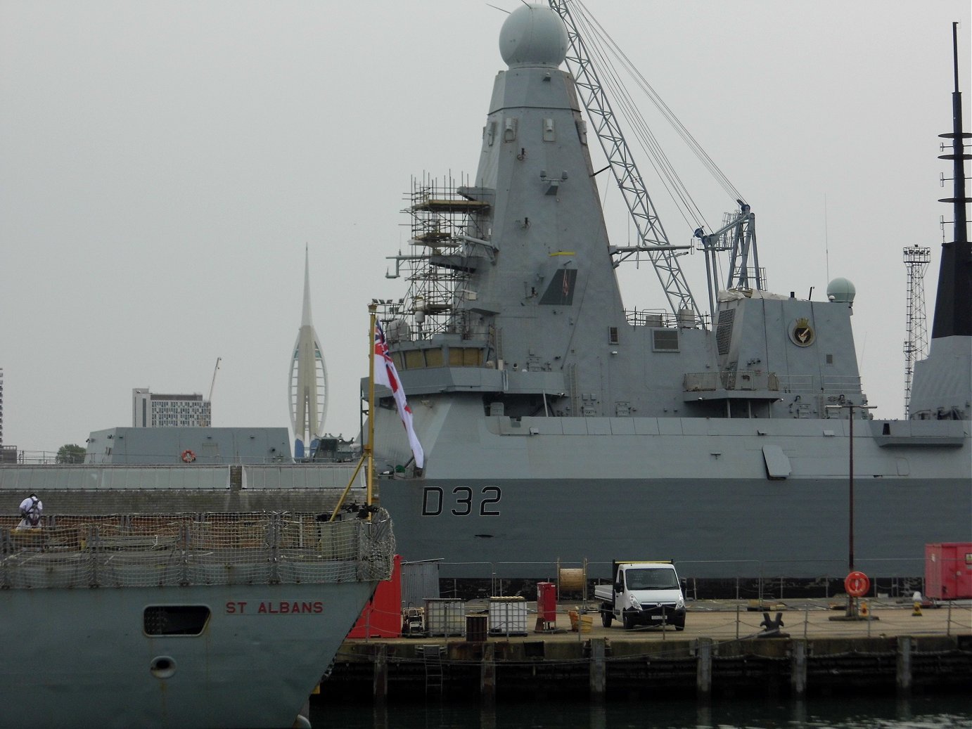 Type 45 destroyer H.M.S. Daring D32 at Portsmouth Naval Base 23 April 2019