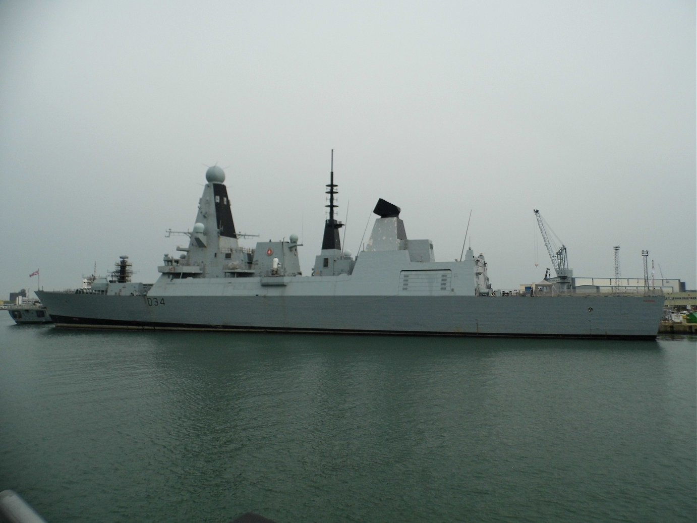Type 45 destroyer H.M.S. Diamond D34 at Portsmouth Naval Base 23 April 2019