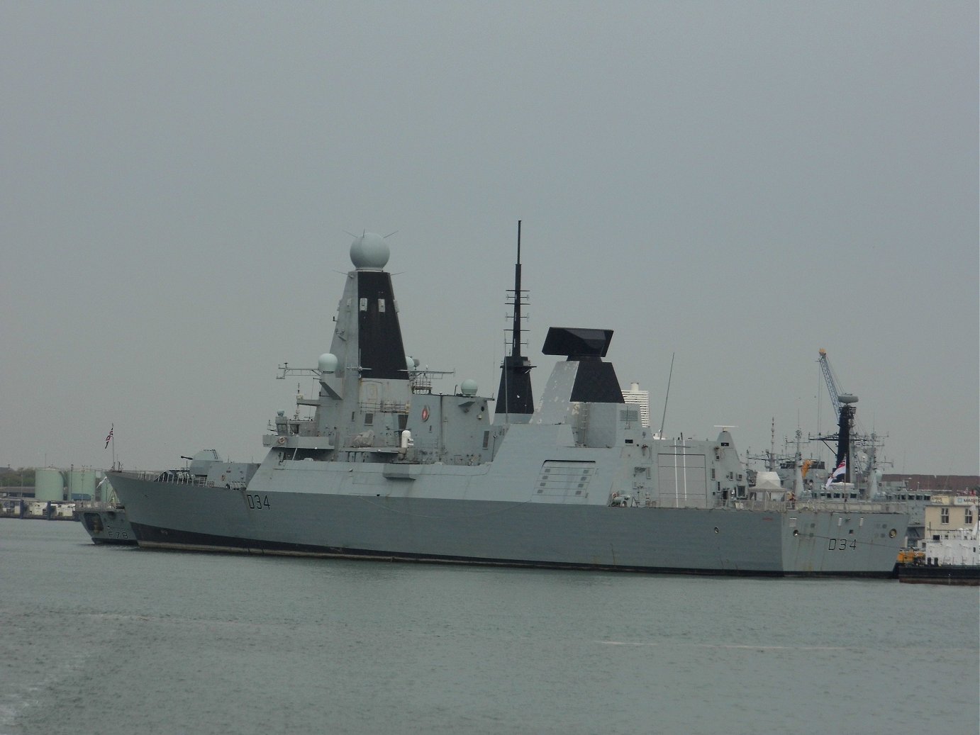 Type 45 destroyer H.M.S. Diamond D34 at Portsmouth Naval Base 23 April 2019