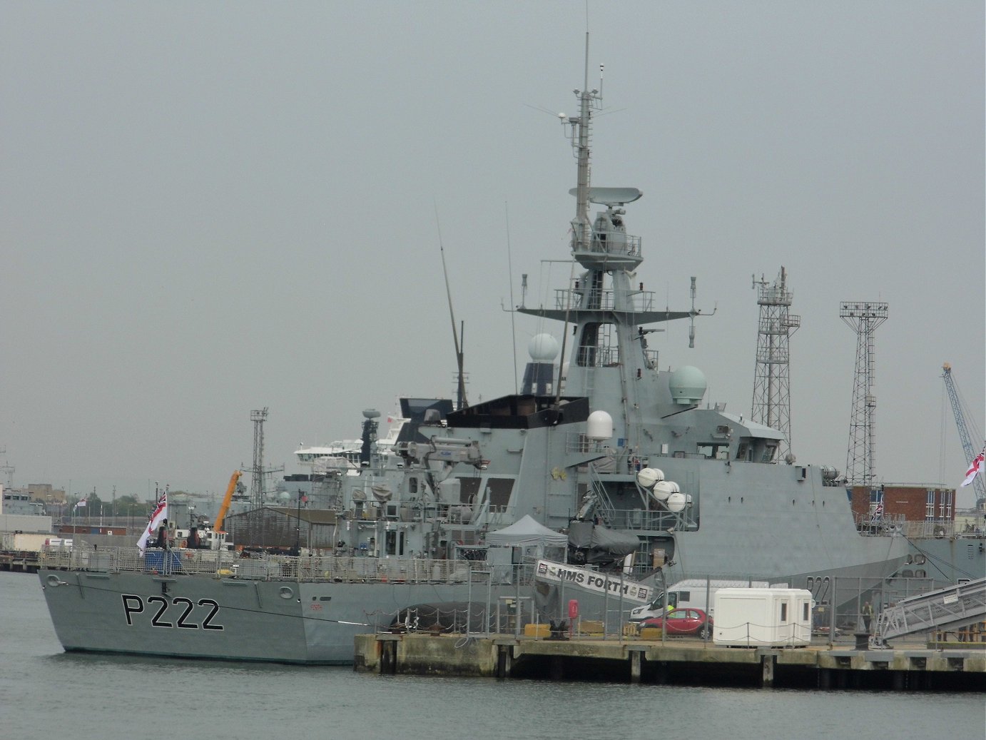 River class offshore patrol vessel H.M.S. Forth at Portsmouth Naval Base 23 April 2019