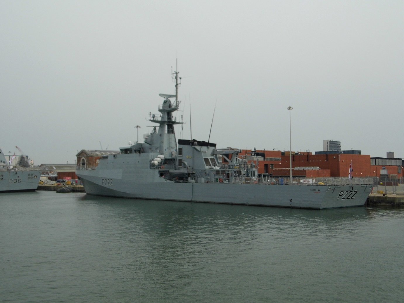 River class offshore patrol vessel H.M.S. Forth at Portsmouth Naval Base 23 April 2019