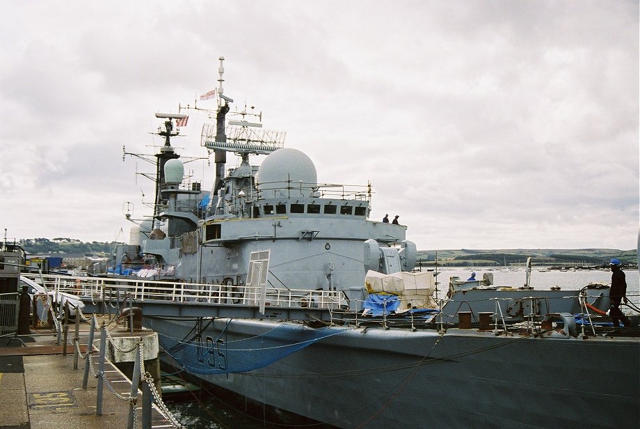 Type 42 destroyer HMS Manchester, undergoing refit, Plymouth 2006.