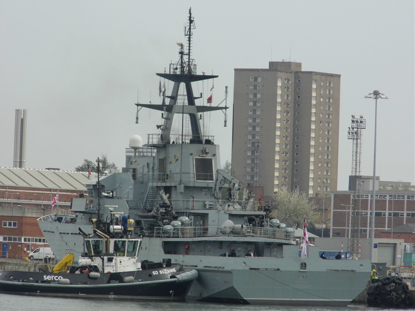 River class offshore patrol vessel H.M.S. Mersey at Portsmouth Naval Base 23 April 2019