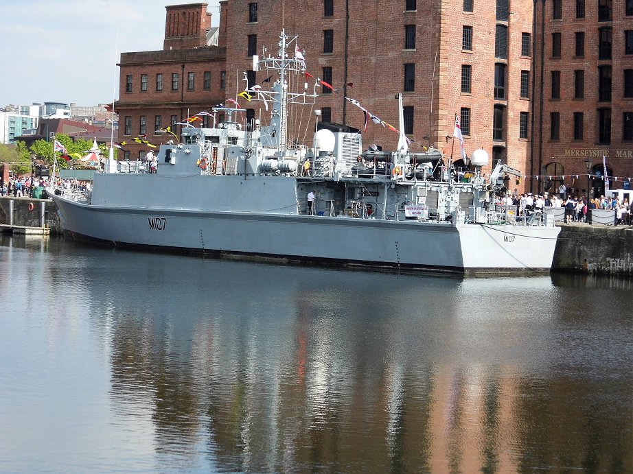 Sandown class Batch II Mine Hunter HMS Pembroke M107, Cannock Dock, Liverpool. May 26th 2013.