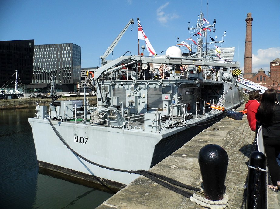 Sandown class Batch II Mine Hunter HMS Pembroke M107, Cannock Dock, Liverpool. May 26th 2013.