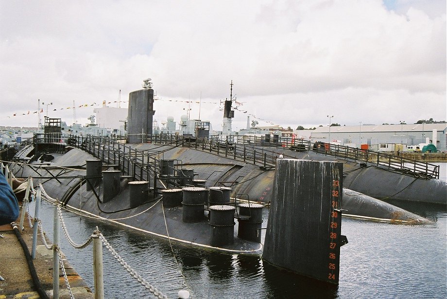 Cold War warriors L to R: H.M.S. Valiant, H.M.S. Conqueror and H.M.S. Warspite at Plymouth Navy Days 2006