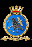 Crest of H.M.S. Hood. This image of HMS Hood crest and HMS Hood bow pictured below are copyright © HMS Hood Association. All Rights Reserved. The Author encourages visitors to this page to click on the picture of the bow of HMS Hood, or the button below, to visit their website.