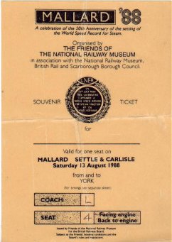 Mallard 88 souvenir ticket August 13th 1988