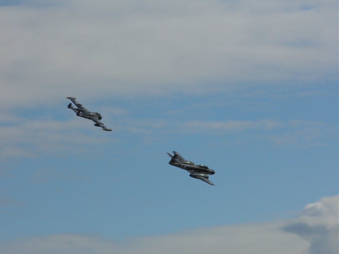Gloster Meteor and DeHavilland Venom RAF Church Fenton 26th September 2015.