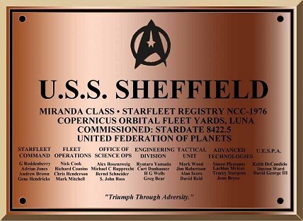 U.S.S. Sheffield plaque, in the style used by the Enterprise-B.