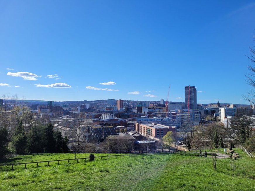 Sheffield Town Hall - an unchanging image with Vulcan at the top of the clock tower.